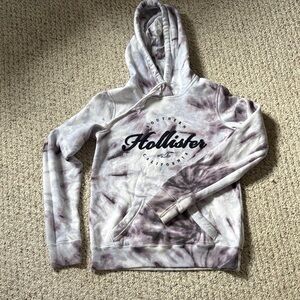 Hollister Purple and White Tie-Dye Hoodie